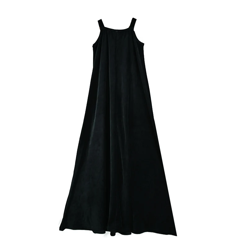 Teen's Girls Sleeveless Maxi Dress Black Velour And Ribbed Mock Neck Top Comfortable Fit Casual Maxi Dress Sizes XS-3XL