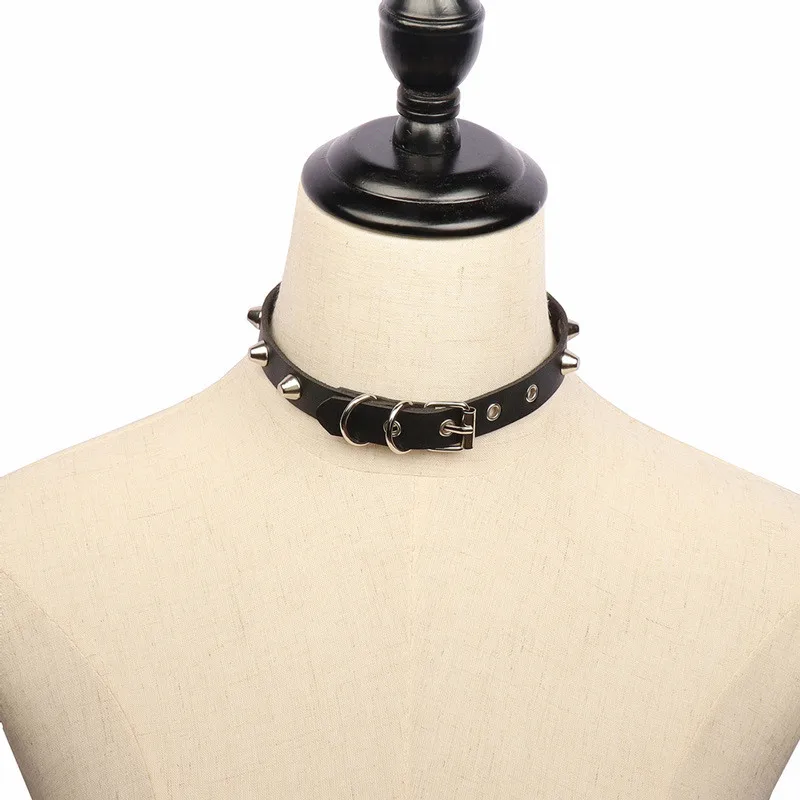2022 New Spike Choker Punk Collar Female Women Men Black Leather Studded Rivets Chocker Necklace Goth Jewelry Gothic Accessories