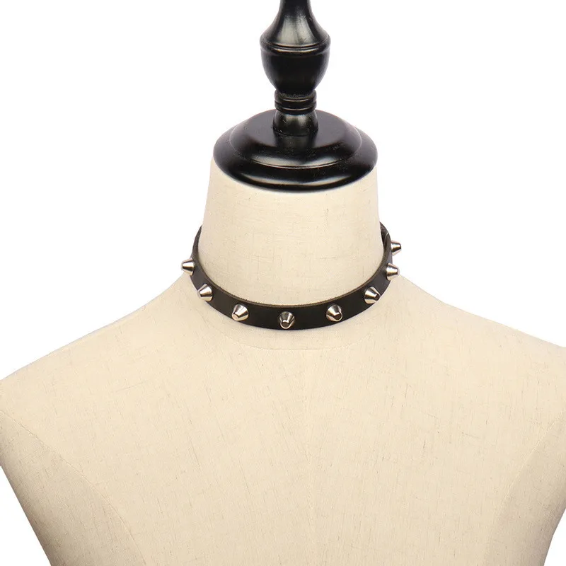 2022 New Spike Choker Punk Collar Female Women Men Black Leather Studded Rivets Chocker Necklace Goth Jewelry Gothic Accessories