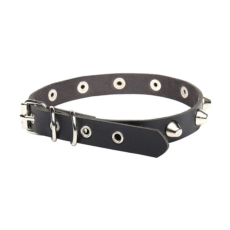 2022 New Spike Choker Punk Collar Female Women Men Black Leather Studded Rivets Chocker Necklace Goth Jewelry Gothic Accessories