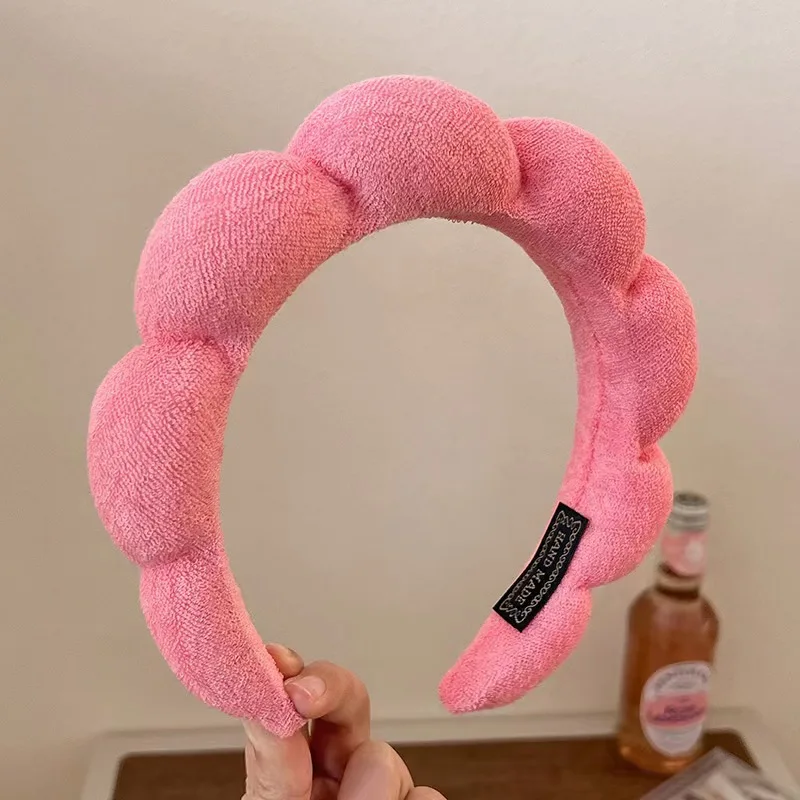 2024 Fashion Sponge Headband for Women Girls Puffy Hair Band Makeup Bubble Retro Terry Cloth Headbands Hair Accessories Headwear