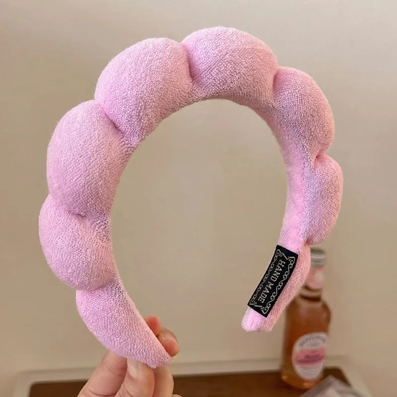 2024 Fashion Sponge Headband for Women Girls Puffy Hair Band Makeup Bubble Retro Terry Cloth Headbands Hair Accessories Headwear