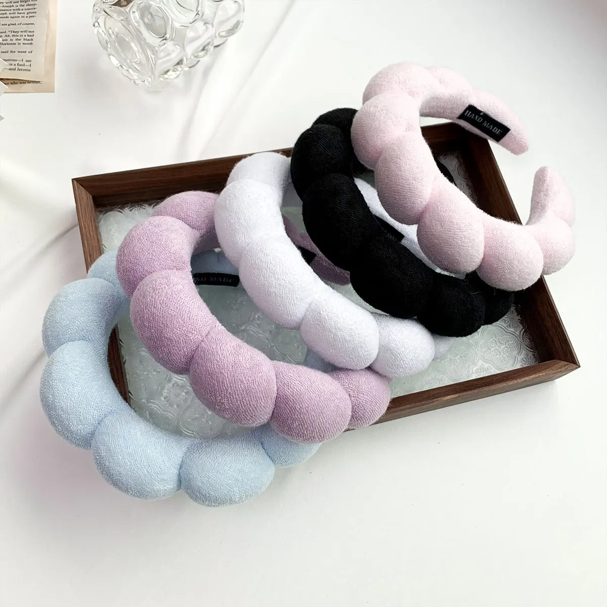 2024 Fashion Sponge Headband for Women Girls Puffy Hair Band Makeup Bubble Retro Terry Cloth Headbands Hair Accessories Headwear