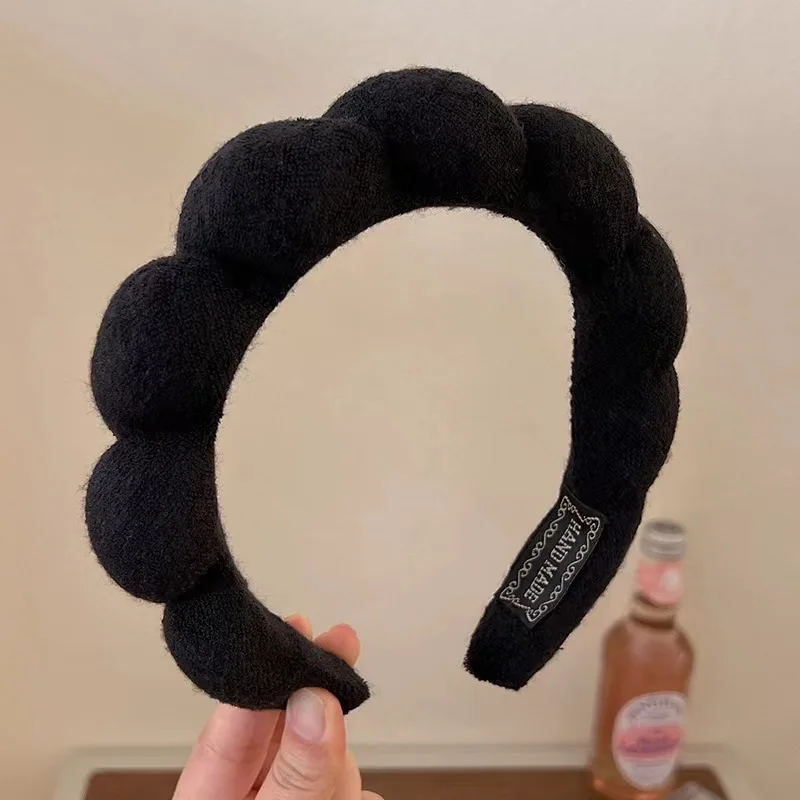 2024 Fashion Sponge Headband for Women Girls Puffy Hair Band Makeup Bubble Retro Terry Cloth Headbands Hair Accessories Headwear