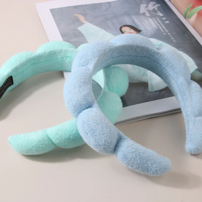 2024 Fashion Sponge Headband for Women Girls Puffy Hair Band Makeup Bubble Retro Terry Cloth Headbands Hair Accessories Headwear