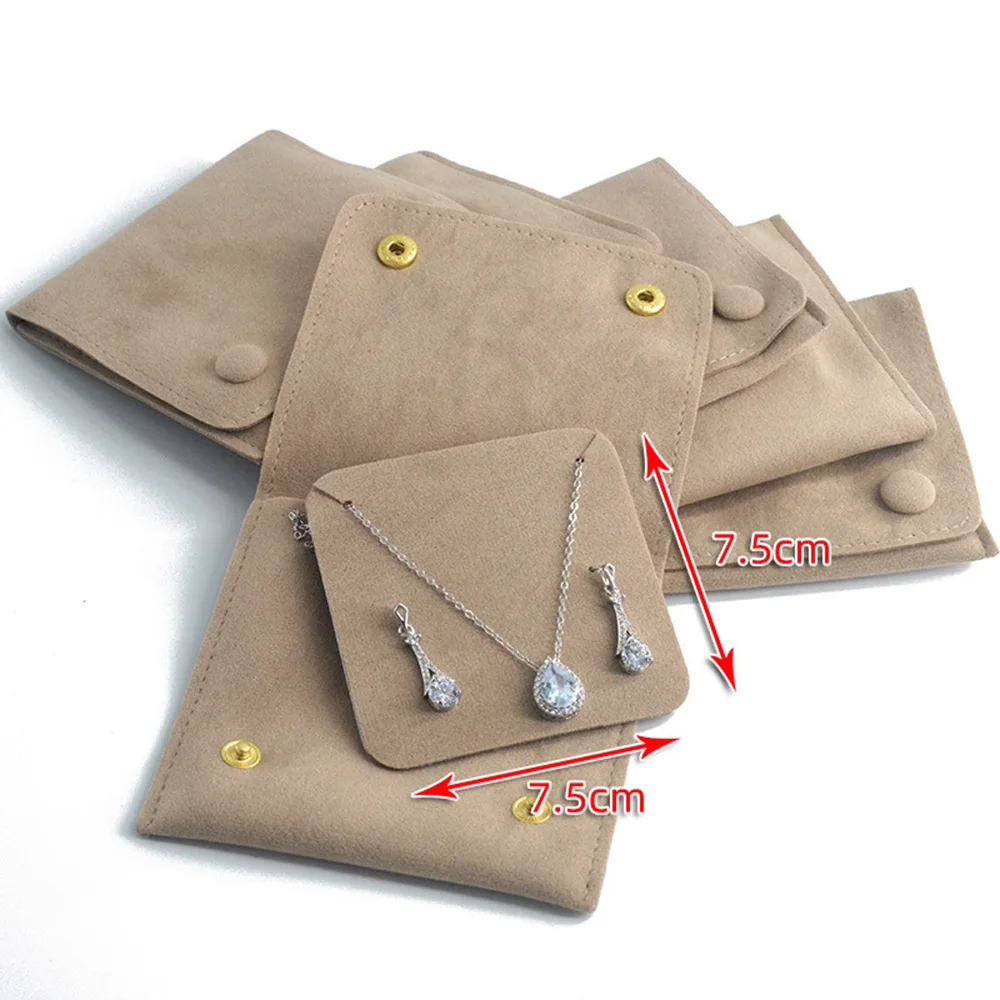 New Velvet Jewelry Storage Bag Knitted Fabric Flip Ribbon for Earrings Necklace Square Socket Gifts Thicken Packaging Wholesale