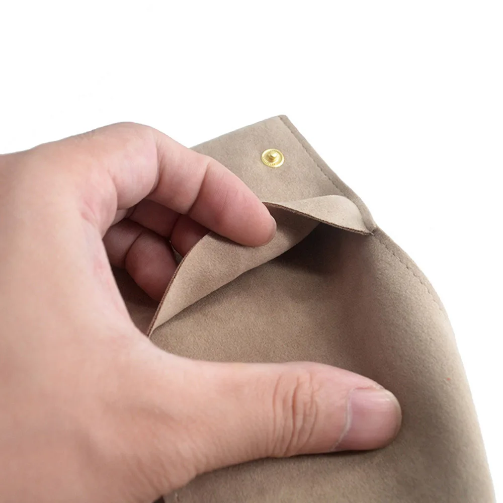 New Velvet Jewelry Storage Bag Knitted Fabric Flip Ribbon for Earrings Necklace Square Socket Gifts Thicken Packaging Wholesale