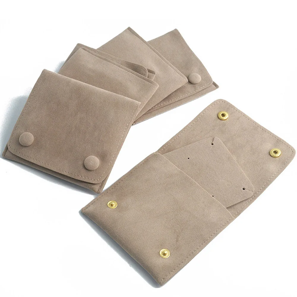 New Velvet Jewelry Storage Bag Knitted Fabric Flip Ribbon for Earrings Necklace Square Socket Gifts Thicken Packaging Wholesale