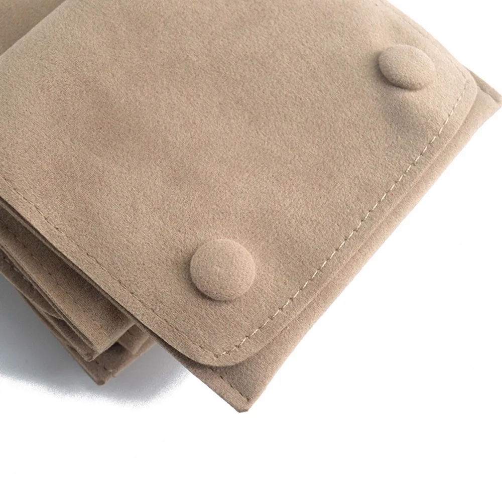 New Velvet Jewelry Storage Bag Knitted Fabric Flip Ribbon for Earrings Necklace Square Socket Gifts Thicken Packaging Wholesale