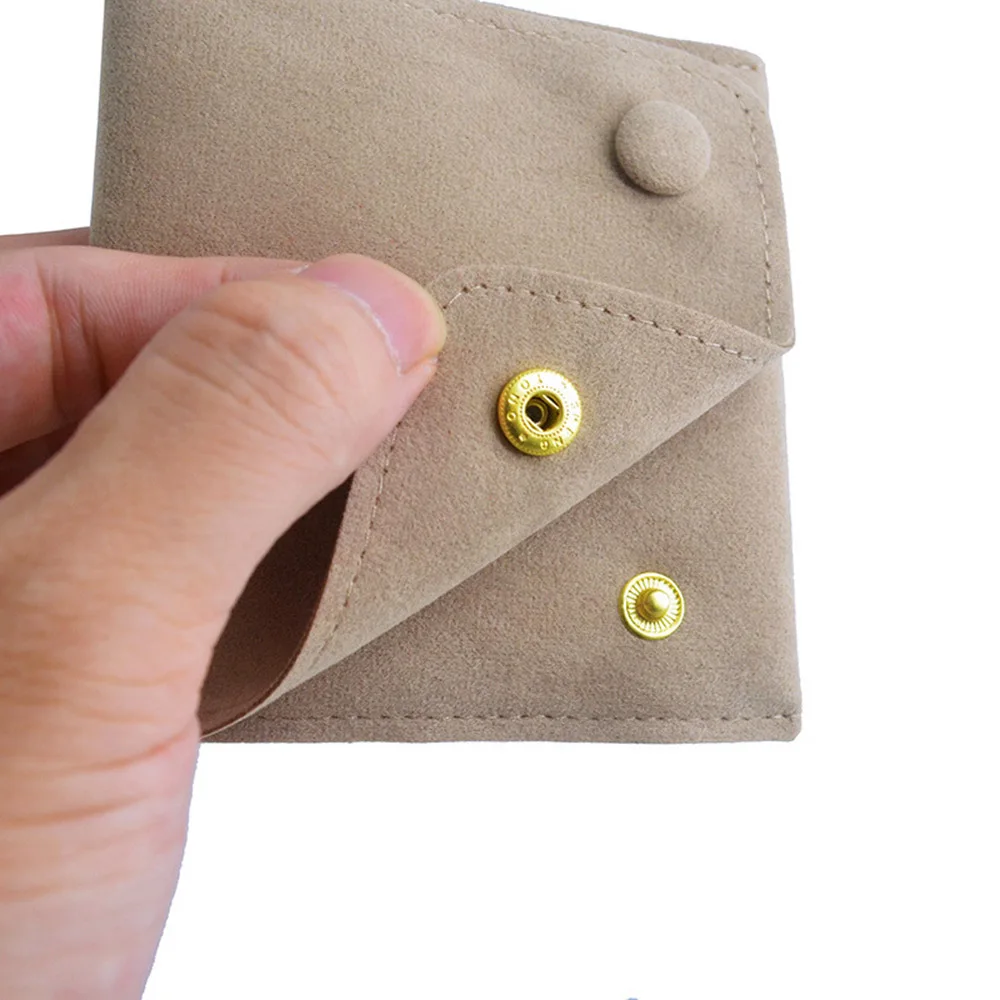 New Velvet Jewelry Storage Bag Knitted Fabric Flip Ribbon for Earrings Necklace Square Socket Gifts Thicken Packaging Wholesale