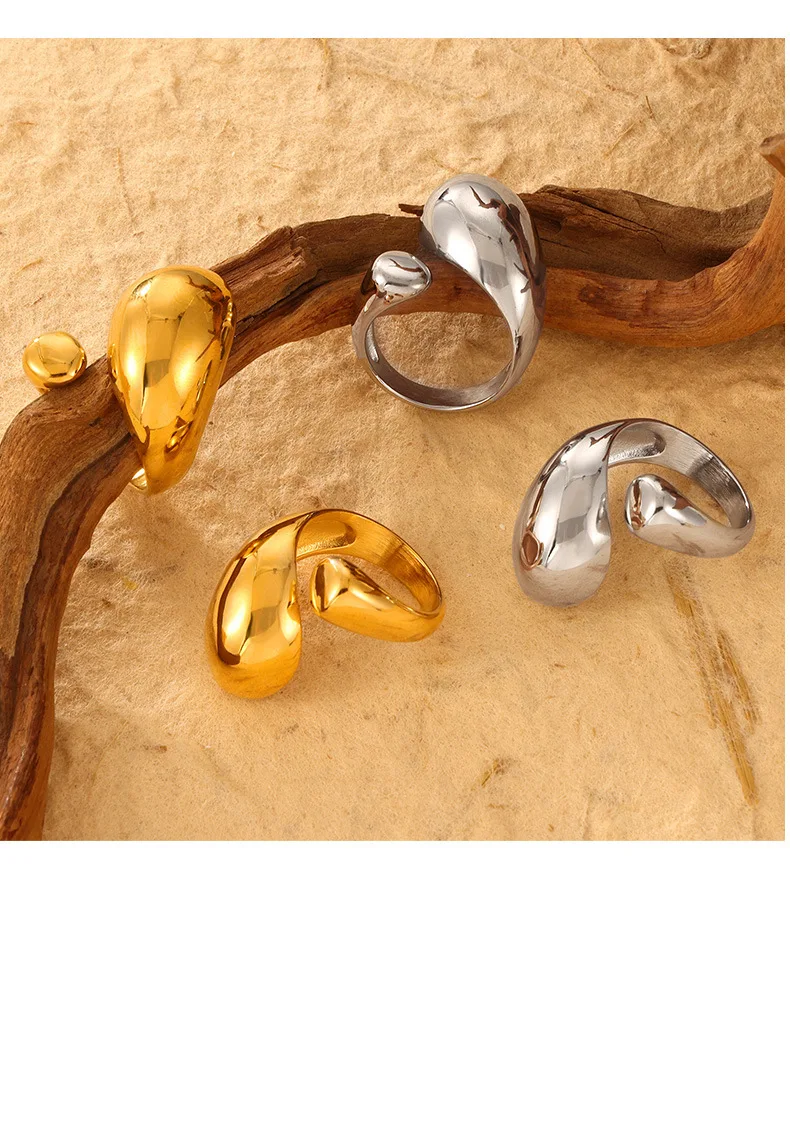 316L Stainless Steel Chunky Rings For Women 18K Gold Plated Waterproof Non Tarnish Women's Big Zircon Ring Luxury Woman Jewelry