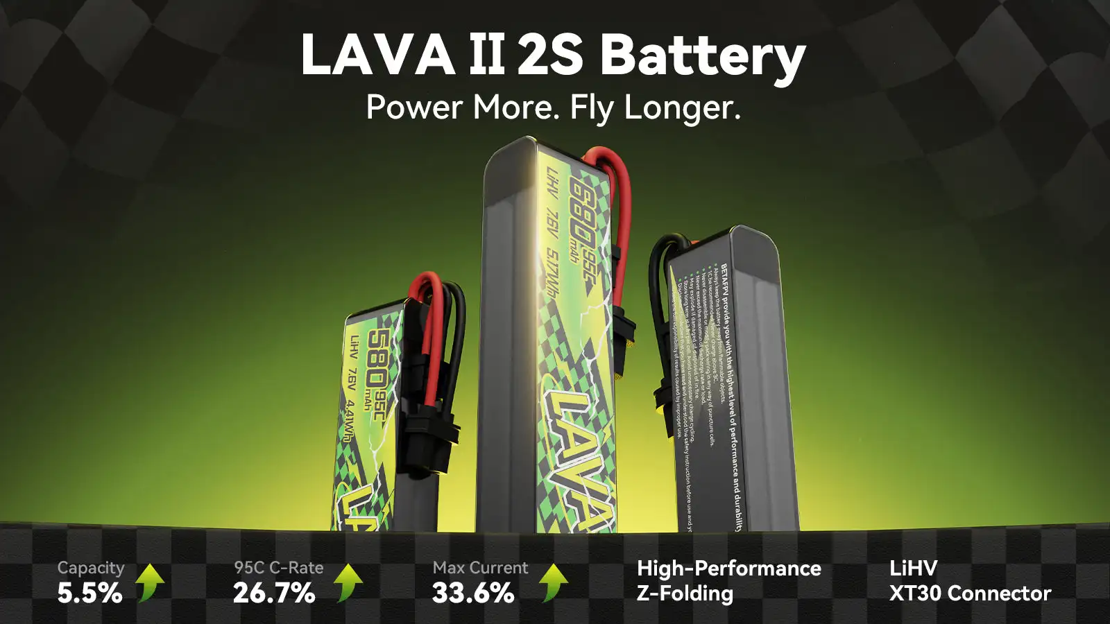 BETAFPV LAVA II 2S-3S 580mAh/680mah 95C Battery XT30 Connector For Pavo Pico II Pavo Femto Pavo20 Pro II FPV Racing Drone