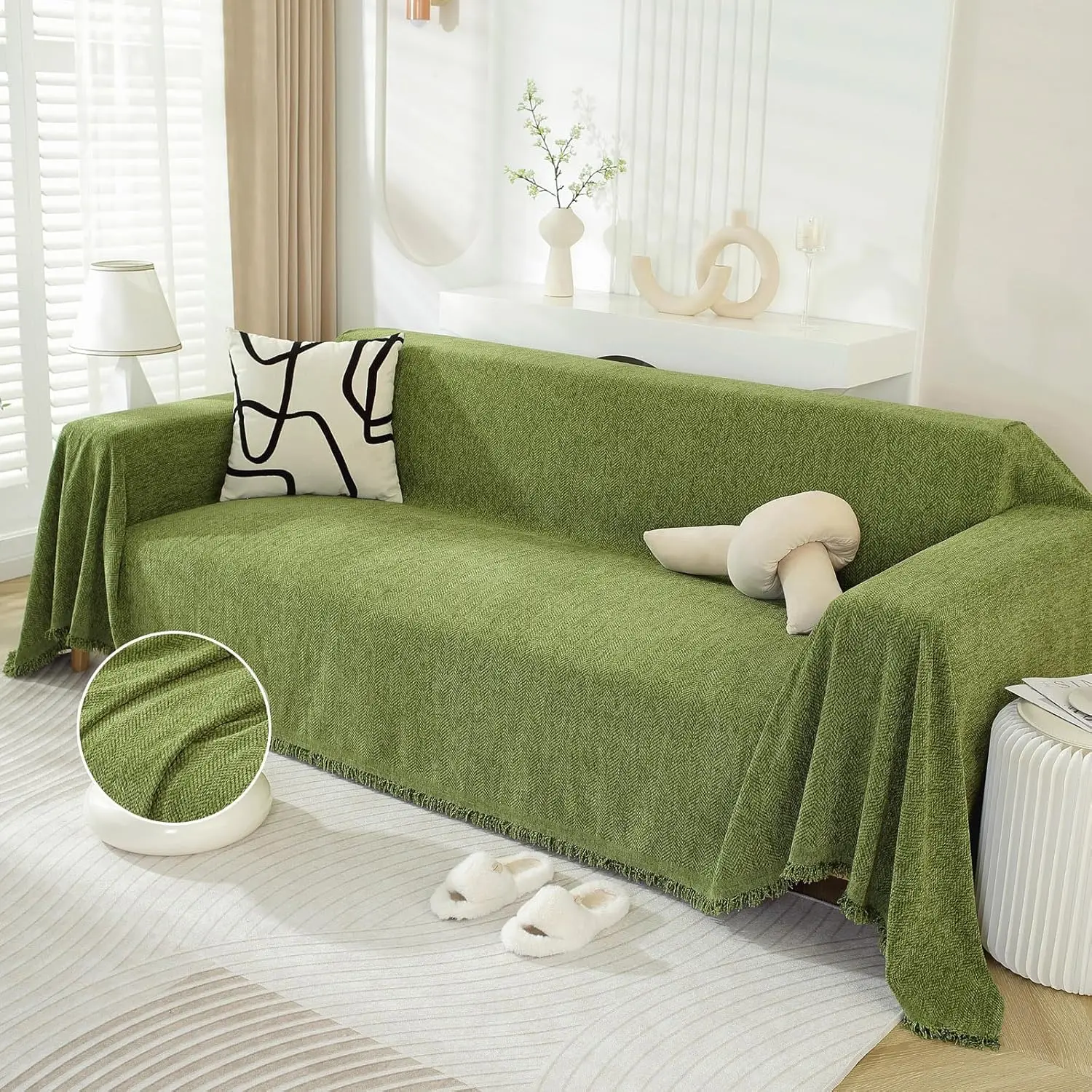 Sofa Covers Herringbone Jacquard Modern Minimalism Couch Cover Wear Resistant Couch Cover, Washable Pet Sofa Slipcovers for Dogs