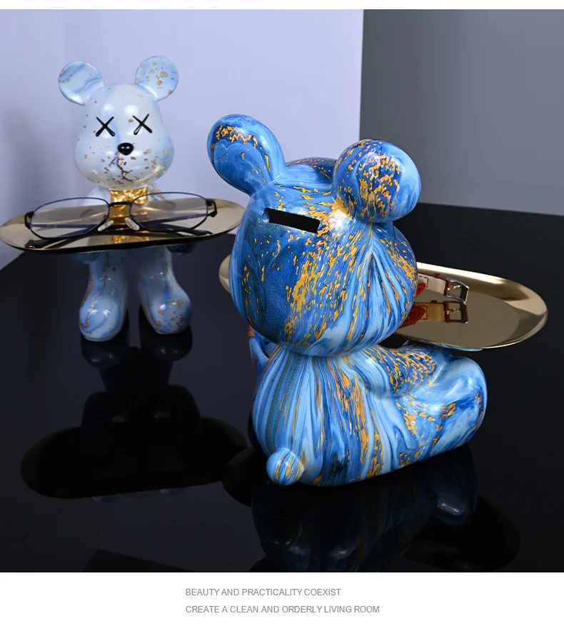Colorful Bear Statues and Sculptures Butler Figure Ornaments Interior Nordic Decorative Room Table Decoration Resin Crafts Gift