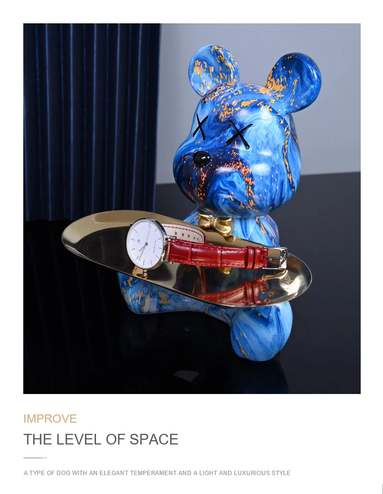 Colorful Bear Statues and Sculptures Butler Figure Ornaments Interior Nordic Decorative Room Table Decoration Resin Crafts Gift