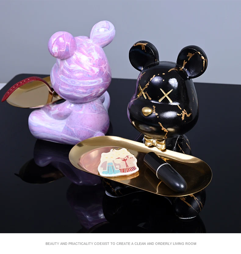 Colorful Bear Statues and Sculptures Butler Figure Ornaments Interior Nordic Decorative Room Table Decoration Resin Crafts Gift