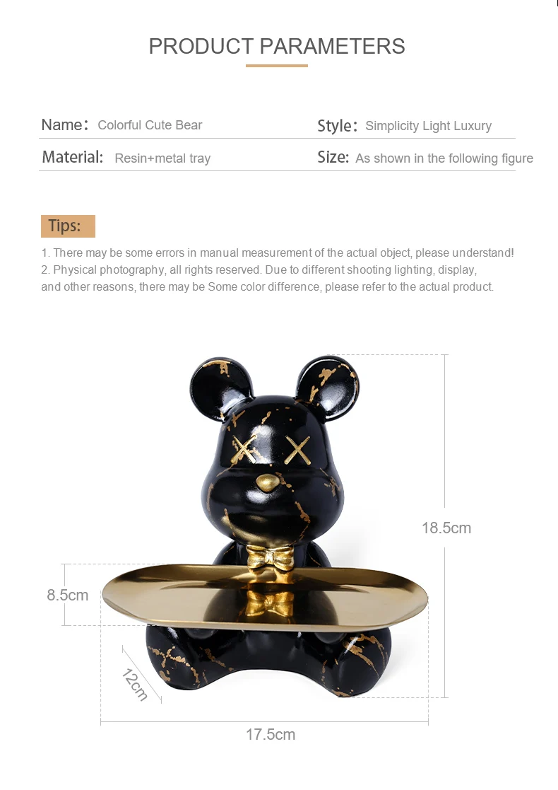 Colorful Bear Statues and Sculptures Butler Figure Ornaments Interior Nordic Decorative Room Table Decoration Resin Crafts Gift