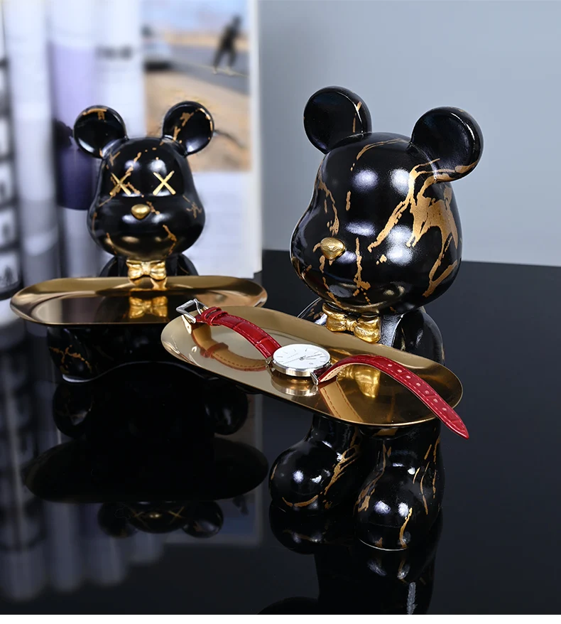Colorful Bear Statues and Sculptures Butler Figure Ornaments Interior Nordic Decorative Room Table Decoration Resin Crafts Gift
