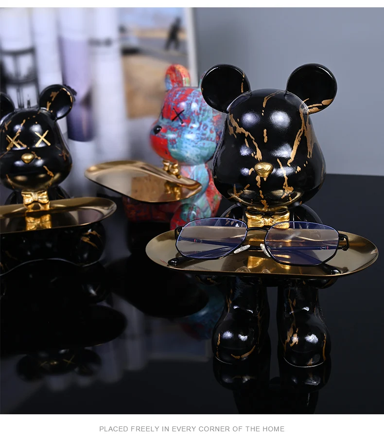 Colorful Bear Statues and Sculptures Butler Figure Ornaments Interior Nordic Decorative Room Table Decoration Resin Crafts Gift