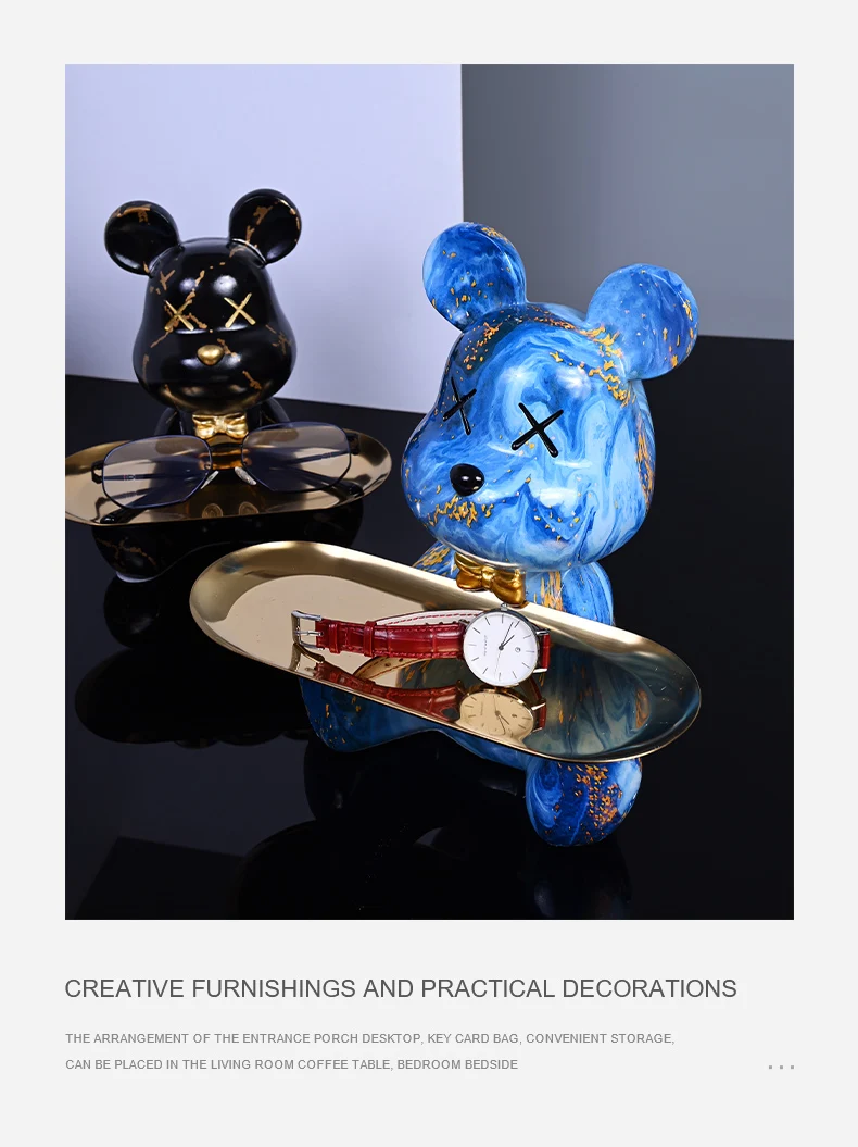 Colorful Bear Statues and Sculptures Butler Figure Ornaments Interior Nordic Decorative Room Table Decoration Resin Crafts Gift