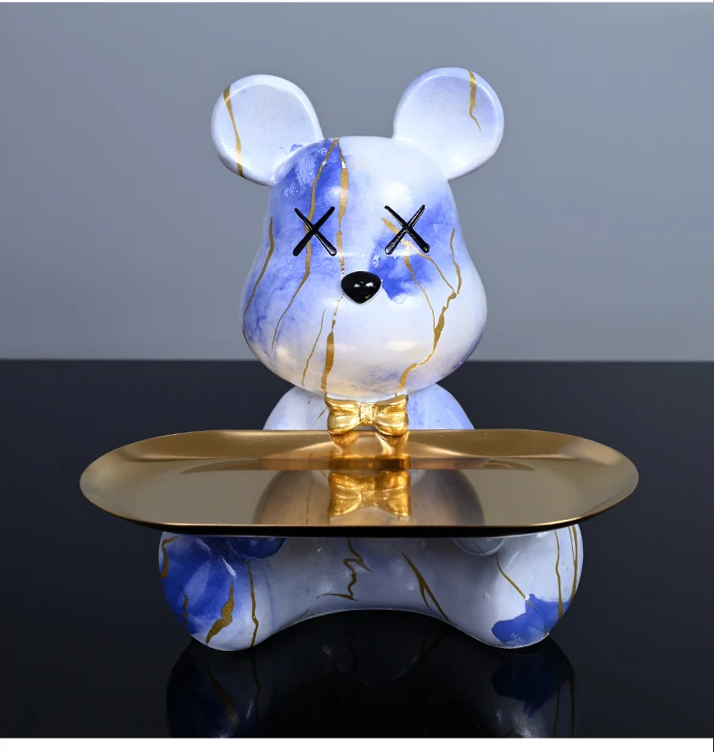 Colorful Bear Statues and Sculptures Butler Figure Ornaments Interior Nordic Decorative Room Table Decoration Resin Crafts Gift