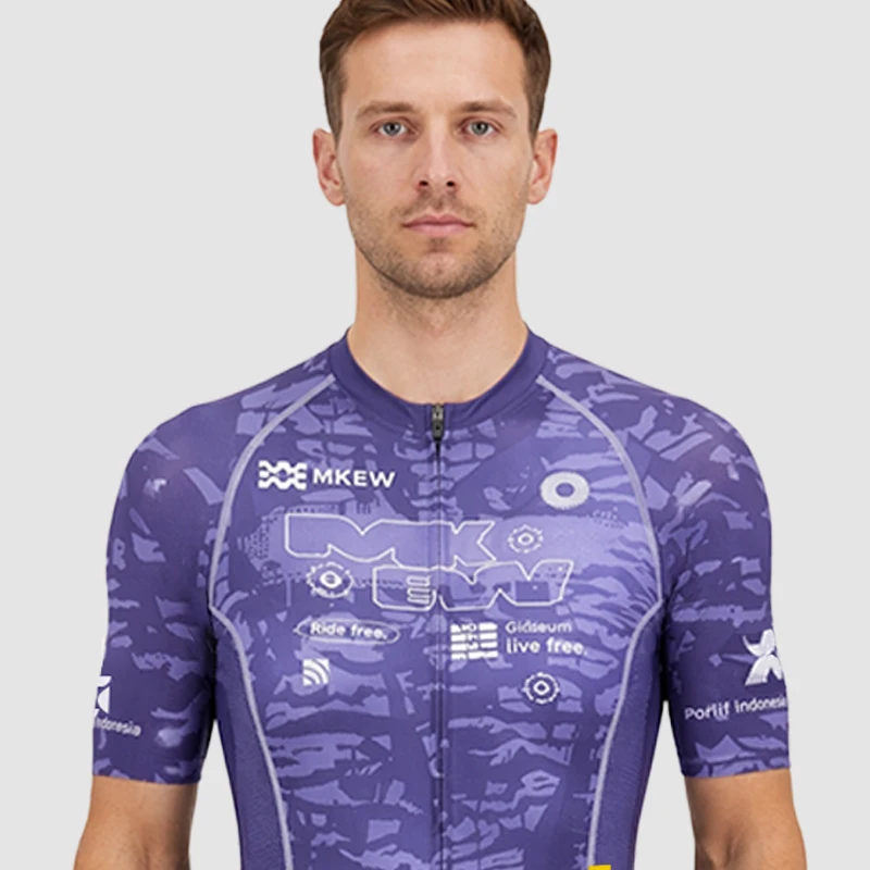 MKEW Men's Breathable Cycling Jersey Pro Team Maillot Summer Spring Road Bike Shirt Lightweight Bicycle Clothing