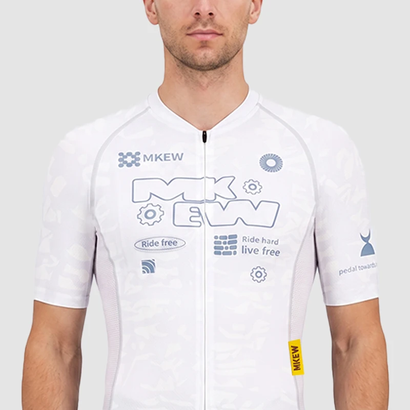 MKEW Men's Breathable Cycling Jersey Pro Team Maillot Summer Spring Road Bike Shirt Lightweight Bicycle Clothing