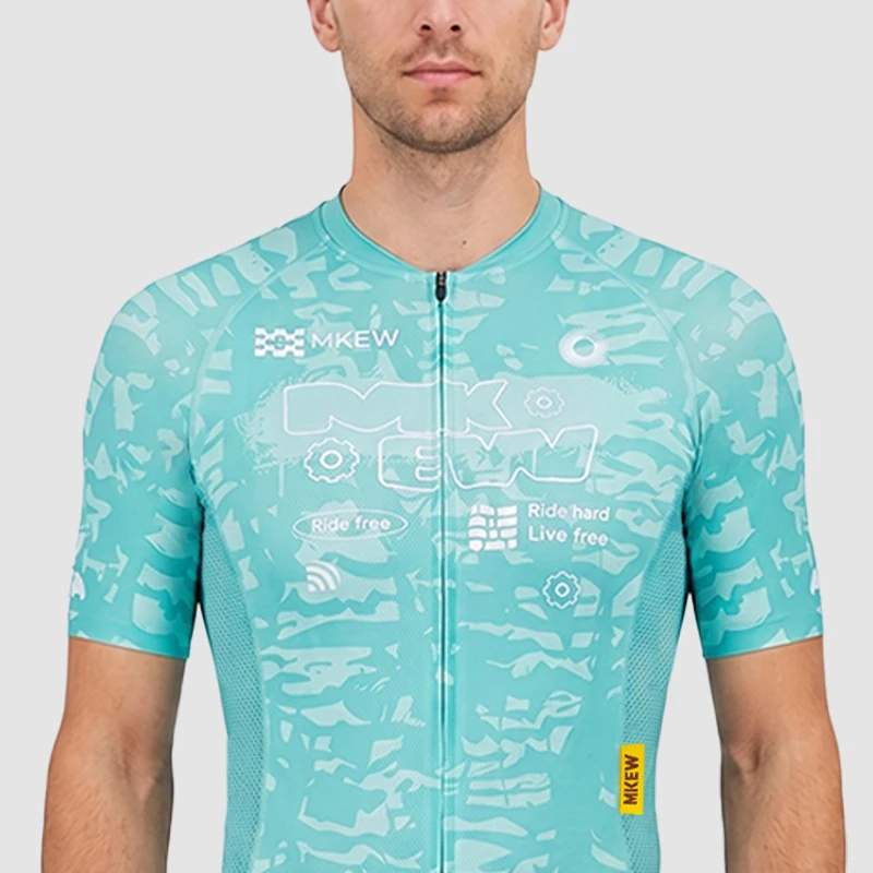 MKEW Men's Breathable Cycling Jersey Pro Team Maillot Summer Spring Road Bike Shirt Lightweight Bicycle Clothing