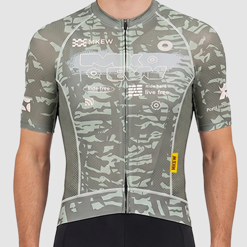 MKEW Men's Breathable Cycling Jersey Pro Team Maillot Summer Spring Road Bike Shirt Lightweight Bicycle Clothing