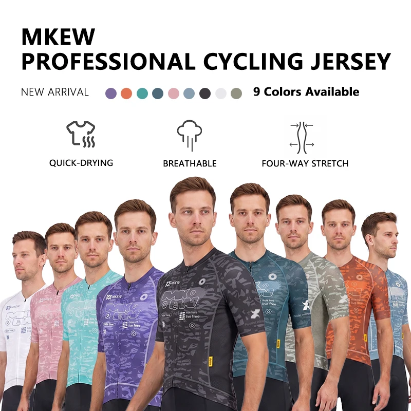 MKEW Men's Breathable Cycling Jersey Pro Team Maillot Summer Spring Road Bike Shirt Lightweight Bicycle Clothing