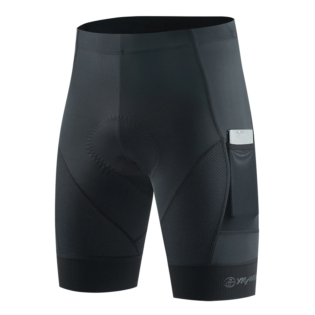 YKYWBIKE Men's Cycling Shorts 2 Pockets Bicycle Shorts Summer Road Bike Short MTB 3D Padded Shockproof Shorts Riding Clothing