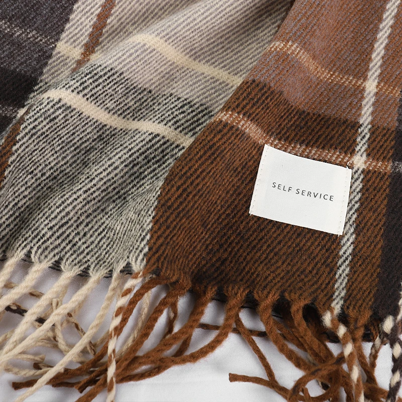 Plaid Long Scarf Winter Warm Cashmere Women Pashmina Foulard Bandana Scarves Female Luxury Hijab Tassel Shawl Wraps 2023 Pareo