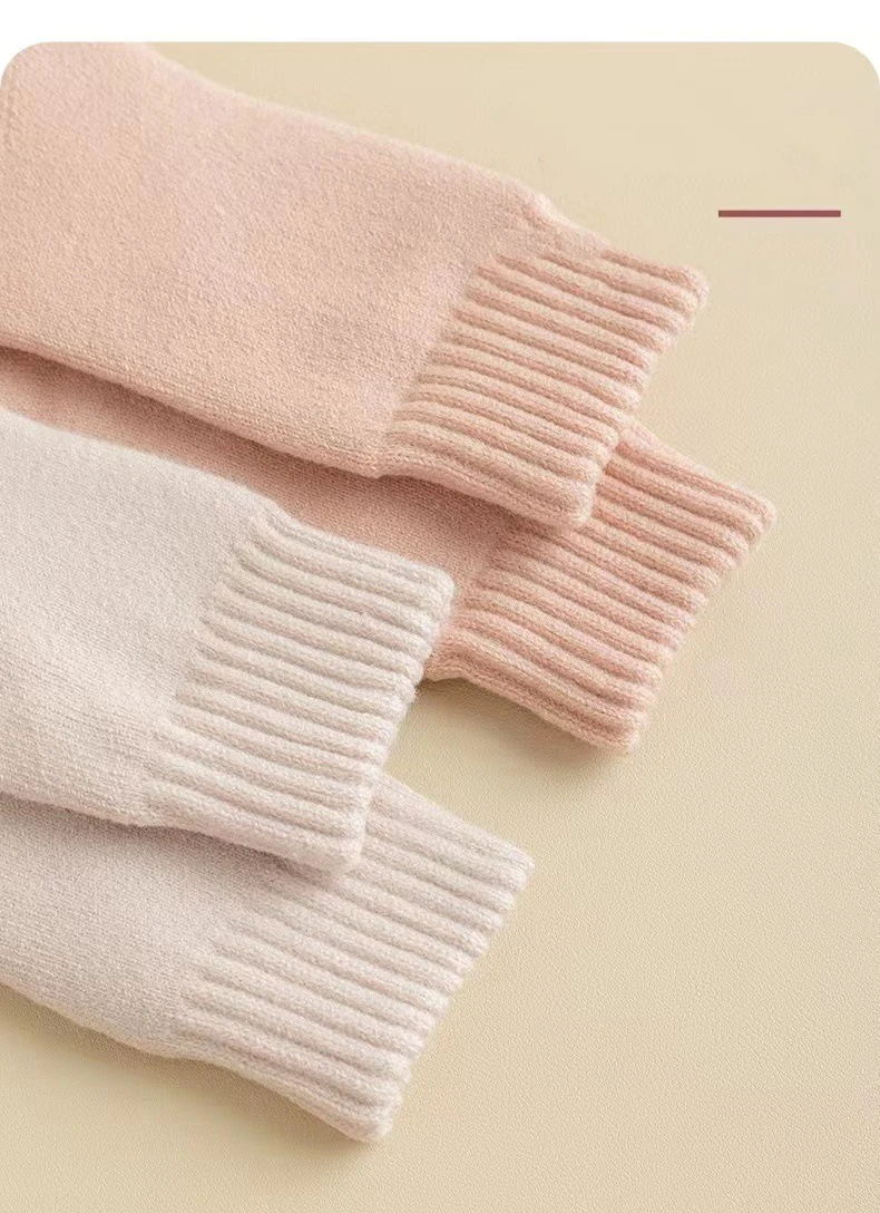 3 Pairs Winter Warm Cashmere Wool Socks Women Markron Thicken Snow Boot Socks Warm Plush Hairy Soft Mid Tube Floor Sleep Socks