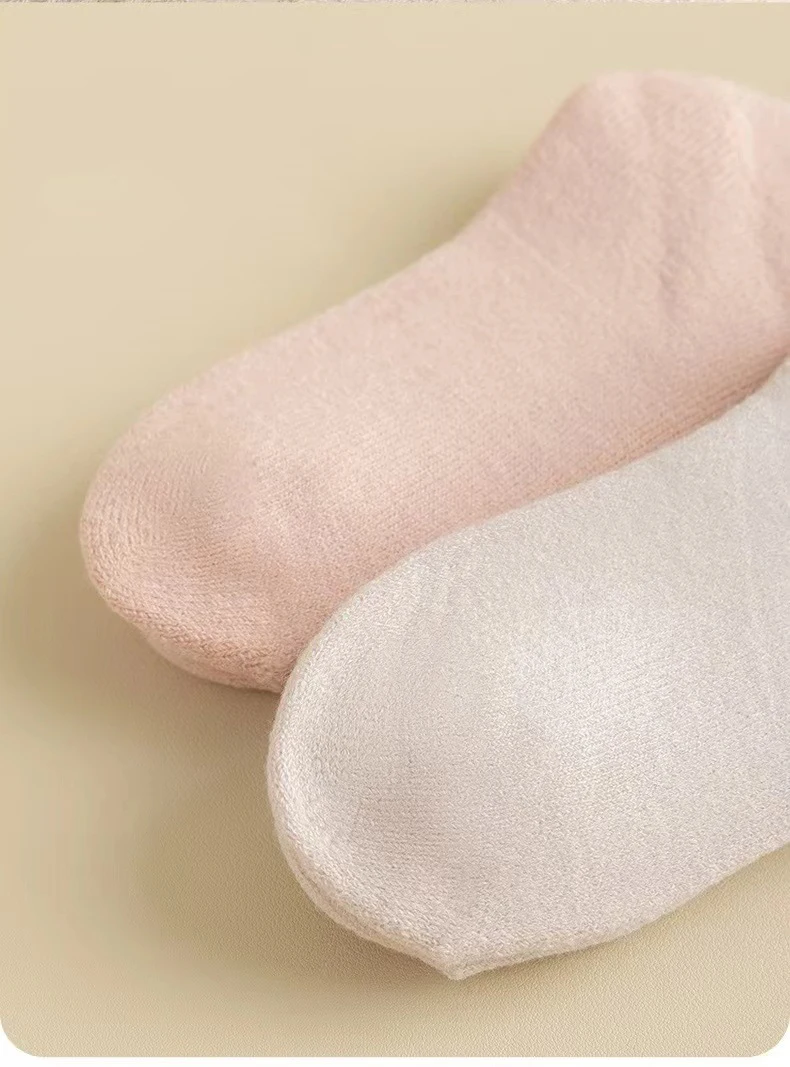 3 Pairs Winter Warm Cashmere Wool Socks Women Markron Thicken Snow Boot Socks Warm Plush Hairy Soft Mid Tube Floor Sleep Socks