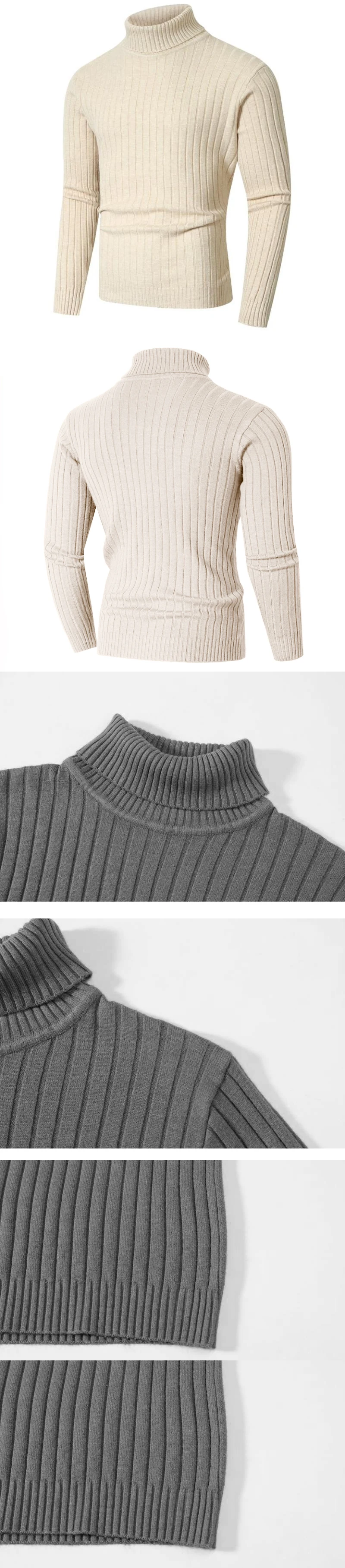 Animal Game Men's Long Turtleneck Stripes Sweater Casual Knitwear Pullover Sweaters Outdoor Warm Thick Heavyweight Cold Blouse
