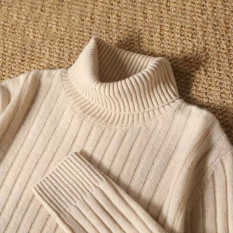 Animal Game Men's Long Turtleneck Stripes Sweater Casual Knitwear Pullover Sweaters Outdoor Warm Thick Heavyweight Cold Blouse
