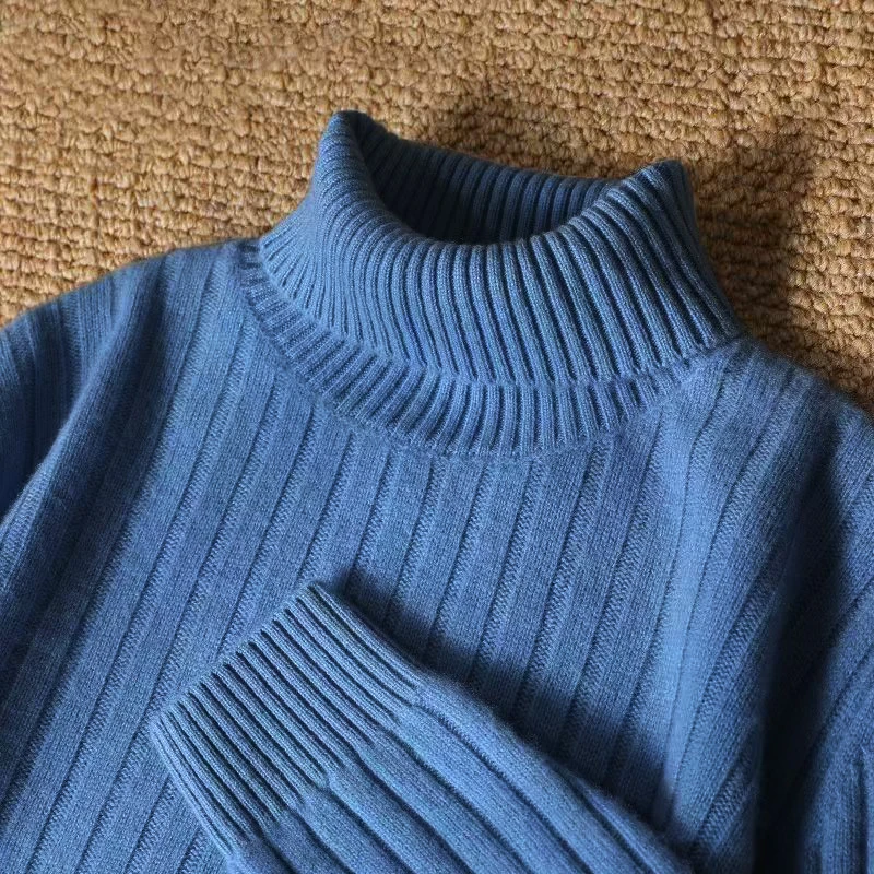 Animal Game Men's Long Turtleneck Stripes Sweater Casual Knitwear Pullover Sweaters Outdoor Warm Thick Heavyweight Cold Blouse