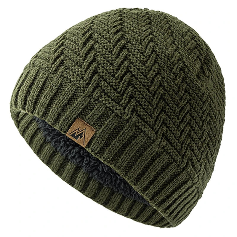 Unisex Peak Labal Winter Hats Fashion Knitted Hats For Men And Women Beanie Cap Outdoor Plush Fur Lined Warm Sports Hats