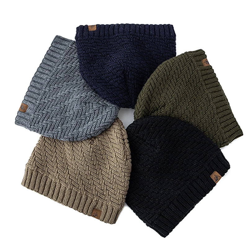 Unisex Peak Labal Winter Hats Fashion Knitted Hats For Men And Women Beanie Cap Outdoor Plush Fur Lined Warm Sports Hats