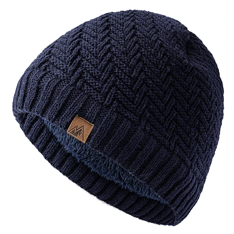 Unisex Peak Labal Winter Hats Fashion Knitted Hats For Men And Women Beanie Cap Outdoor Plush Fur Lined Warm Sports Hats