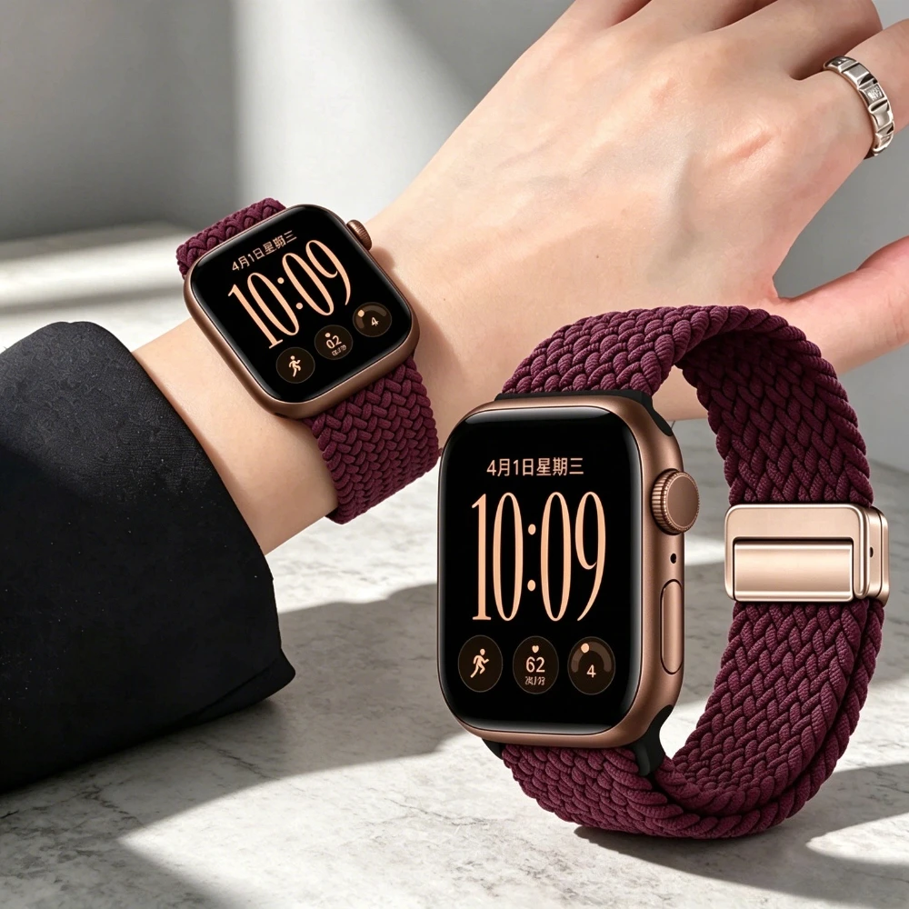 Nylon Band For Apple Watch Strap 44/46mm 45mm 42mm magnetic buckle Bracelet iWatch series se 12 11 10 7 5 6 8 9 Ultra 4 3 49mm