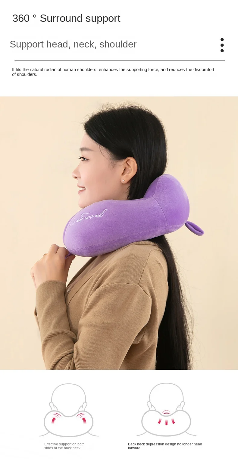 Neck Pillow Airplane Car Pillow Travel Healthcare Soft Travel Pillow U Shaped Nap Neck Cushion PP Cotton