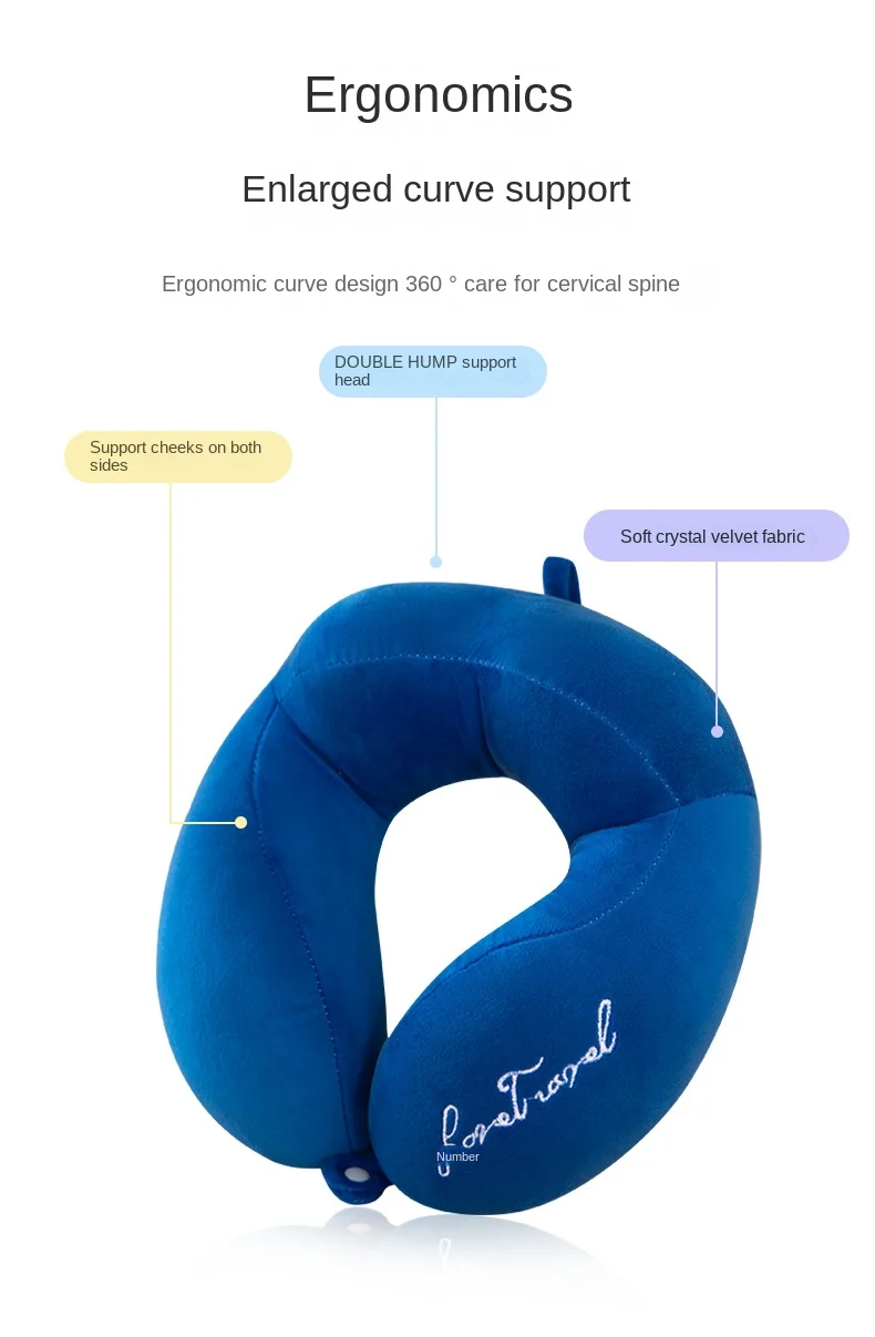 Neck Pillow Airplane Car Pillow Travel Healthcare Soft Travel Pillow U Shaped Nap Neck Cushion PP Cotton