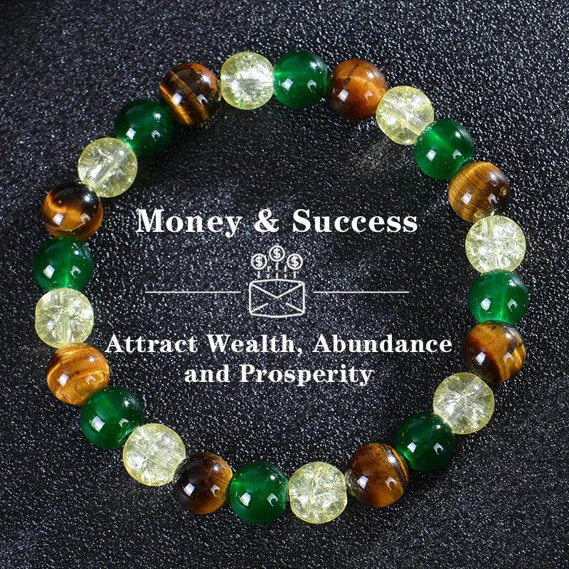 Natural Stone Bracelet Tiger Eye Stone Crystal Wealth Money Success Bracelet Men's and Women's Bracelets 호안석팔찌