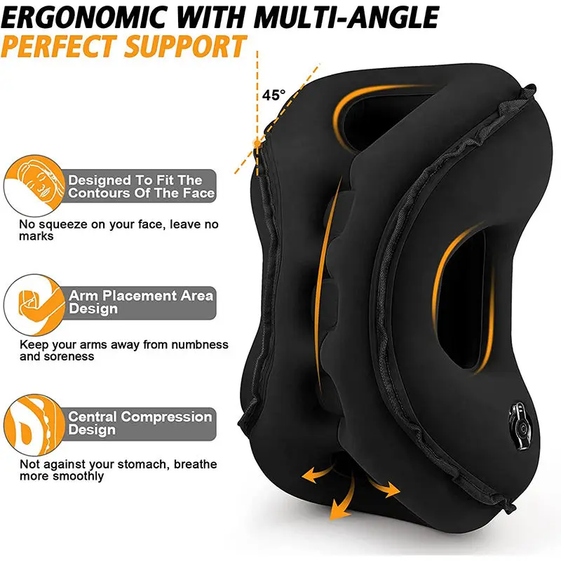 Inflatable Travel Pillows for Airplanes, Blow Up Travel Pillow for Train Office Car with Chin and Neck Support for Sleep Support
