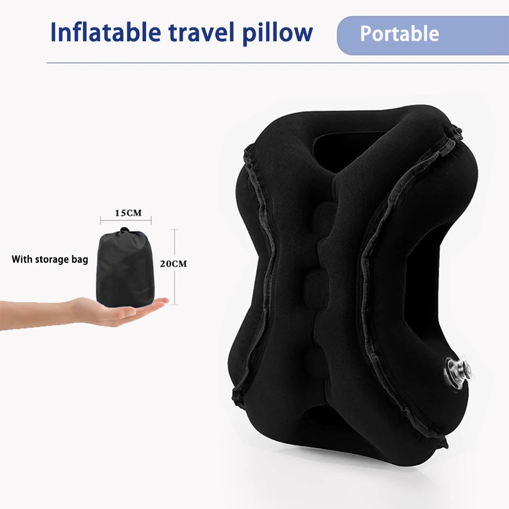 Inflatable Travel Pillows for Airplanes, Blow Up Travel Pillow for Train Office Car with Chin and Neck Support for Sleep Support