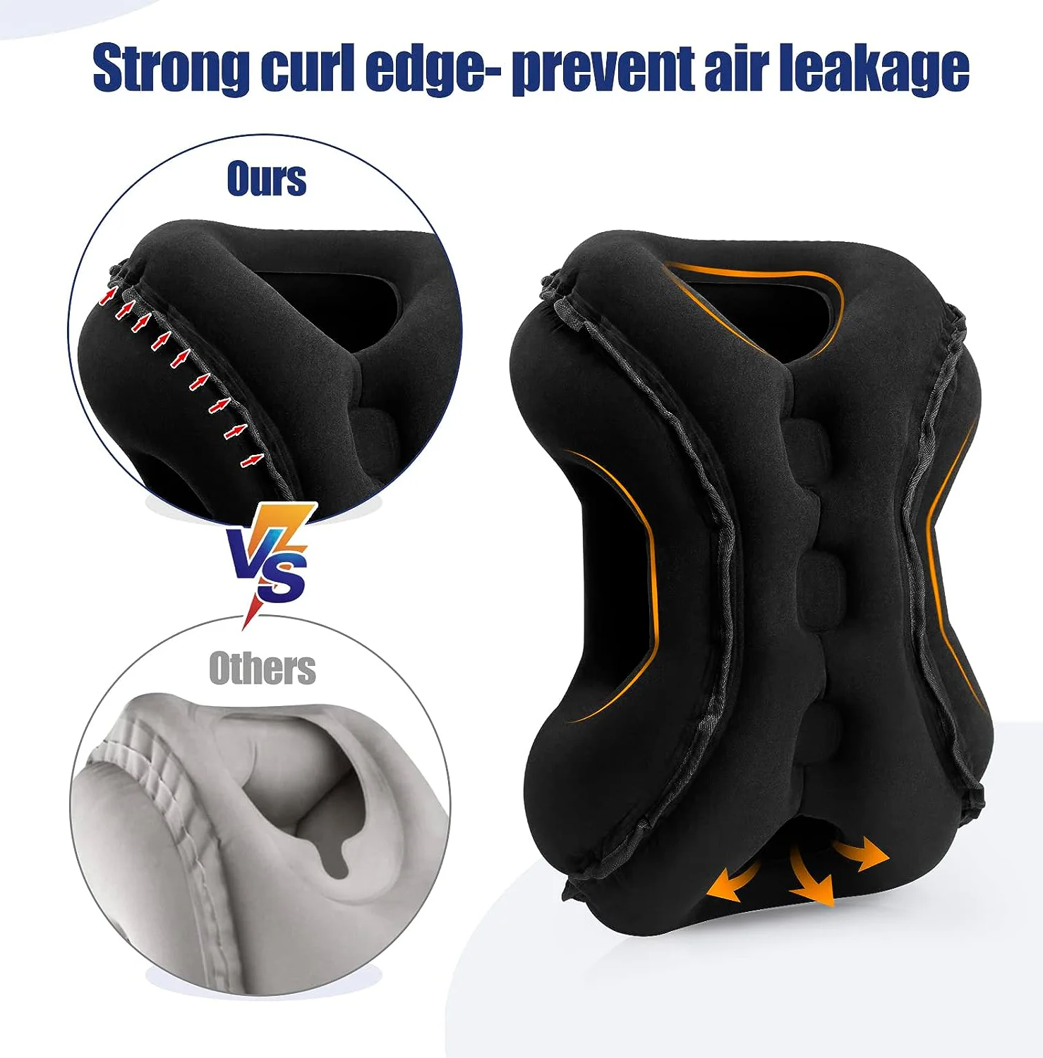 Inflatable Travel Pillows for Airplanes, Blow Up Travel Pillow for Train Office Car with Chin and Neck Support for Sleep Support
