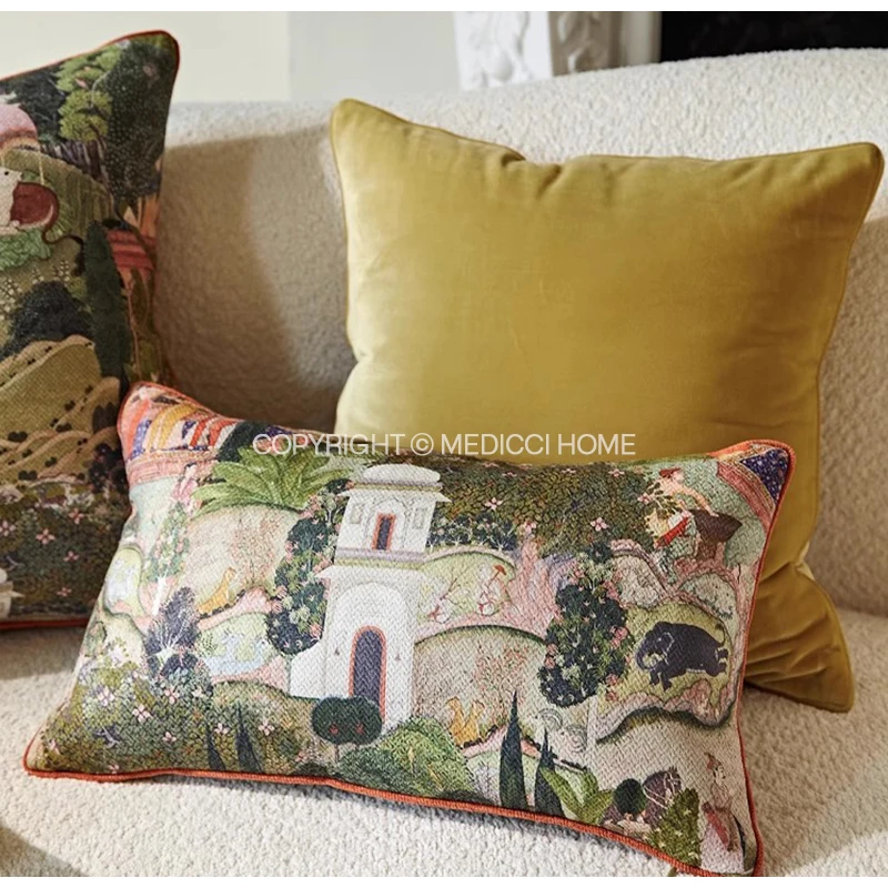 Medicci Home Toscana Garden Decorative Cushion Cover Luxurious Charm Of Italian Salon Retro Lumbar Pillow Case For Living Room
