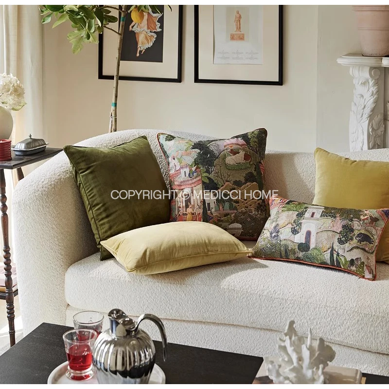 Medicci Home Toscana Garden Decorative Cushion Cover Luxurious Charm Of Italian Salon Retro Lumbar Pillow Case For Living Room