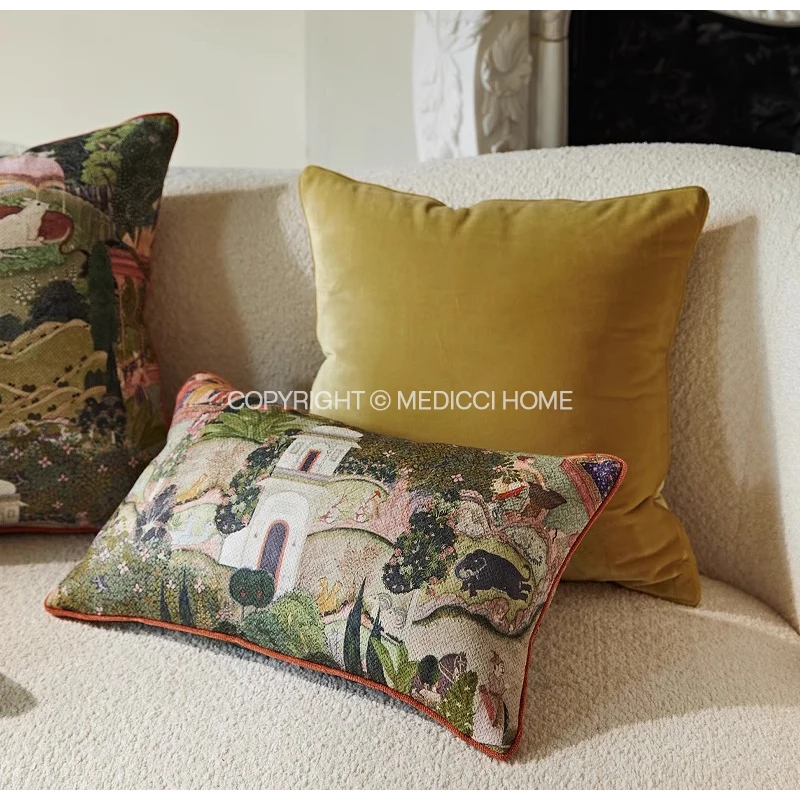 Medicci Home Toscana Garden Decorative Cushion Cover Luxurious Charm Of Italian Salon Retro Lumbar Pillow Case For Living Room